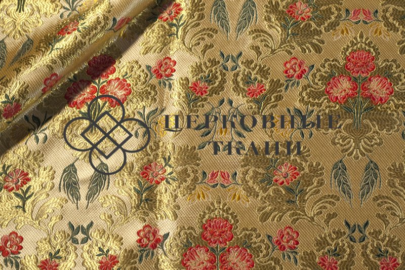 Brocade-with-flowers-gold-coral